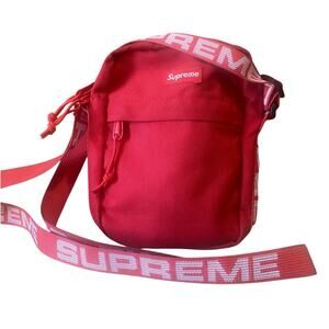 SUPREME Red Crossbody Shoulder Bag Logo Strap Streetwear Utility Pouch
